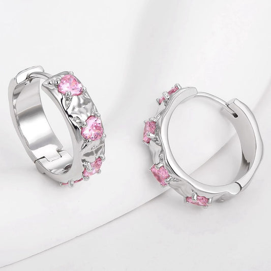 Ohrringe aus goldplattierter Legierung mit weißem Emporia® Kristall und rosafarbenem Emporia® Kristall