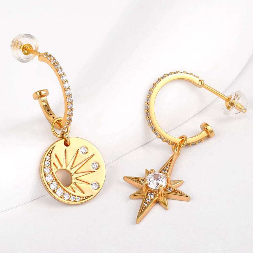 Ohrringe aus goldplattierter Legierung mit weißem Emporia® Kristall 1 