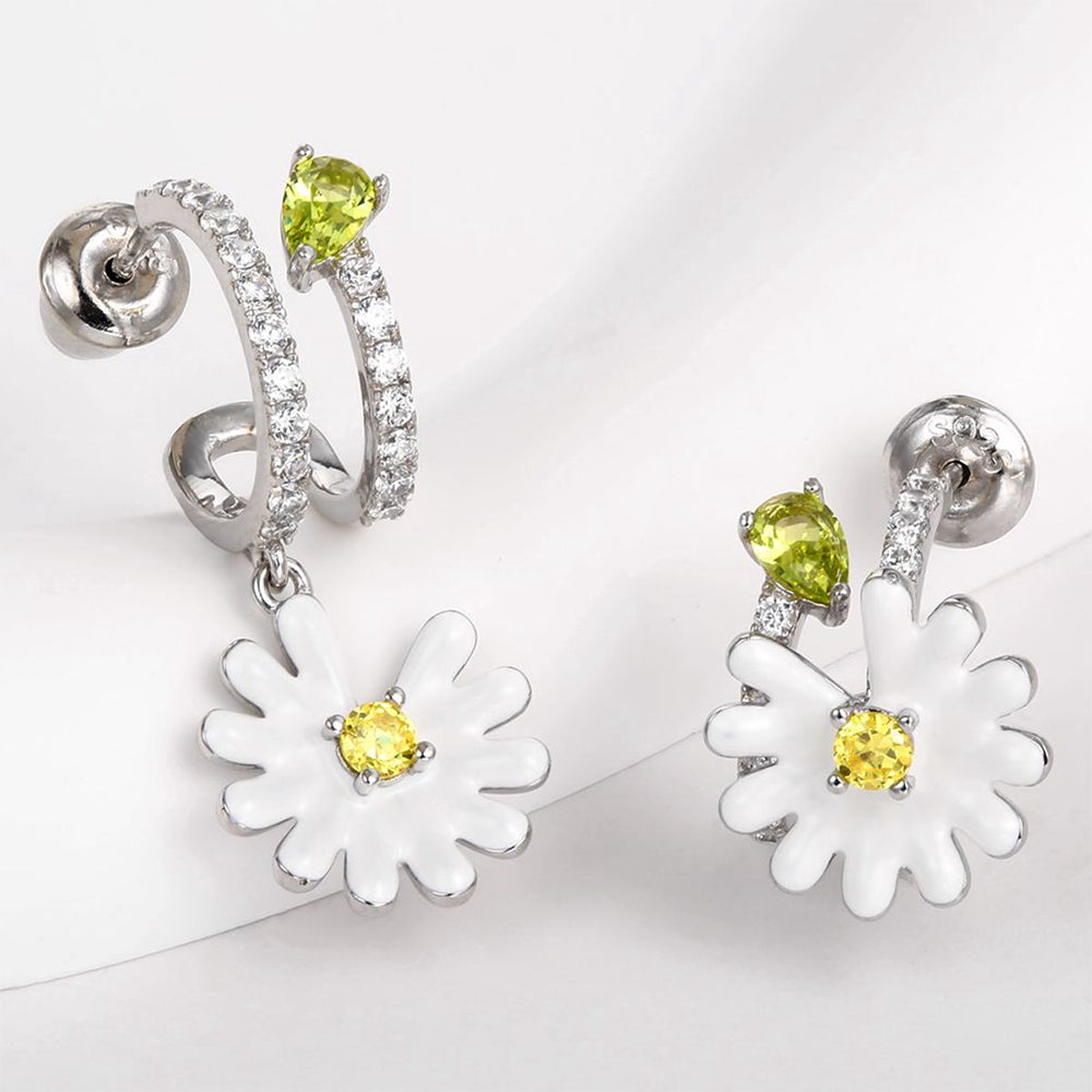 Ohrringe aus goldplattierter Legierung mit weißem Emporia® Kristall und gelbem Emporia®-Kristall