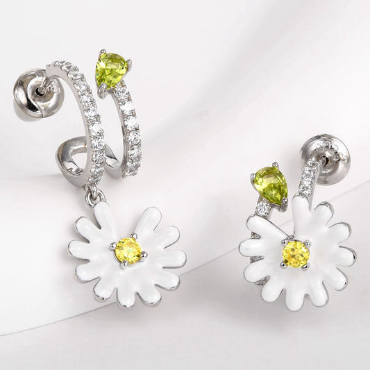 Ohrringe aus goldplattierter Legierung mit weißem Emporia® Kristall und gelbem Emporia®-Kristall