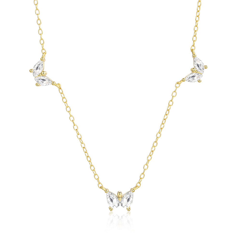 Halskette aus goldplattierter Legierung mit weißem Emporia® Kristall 1 