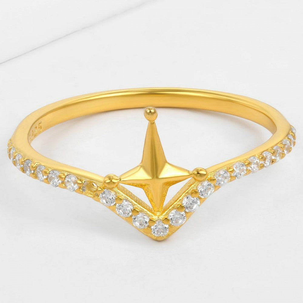 Ring aus goldplattierterr Legierung mit weißem Emporia® Kristall 1 