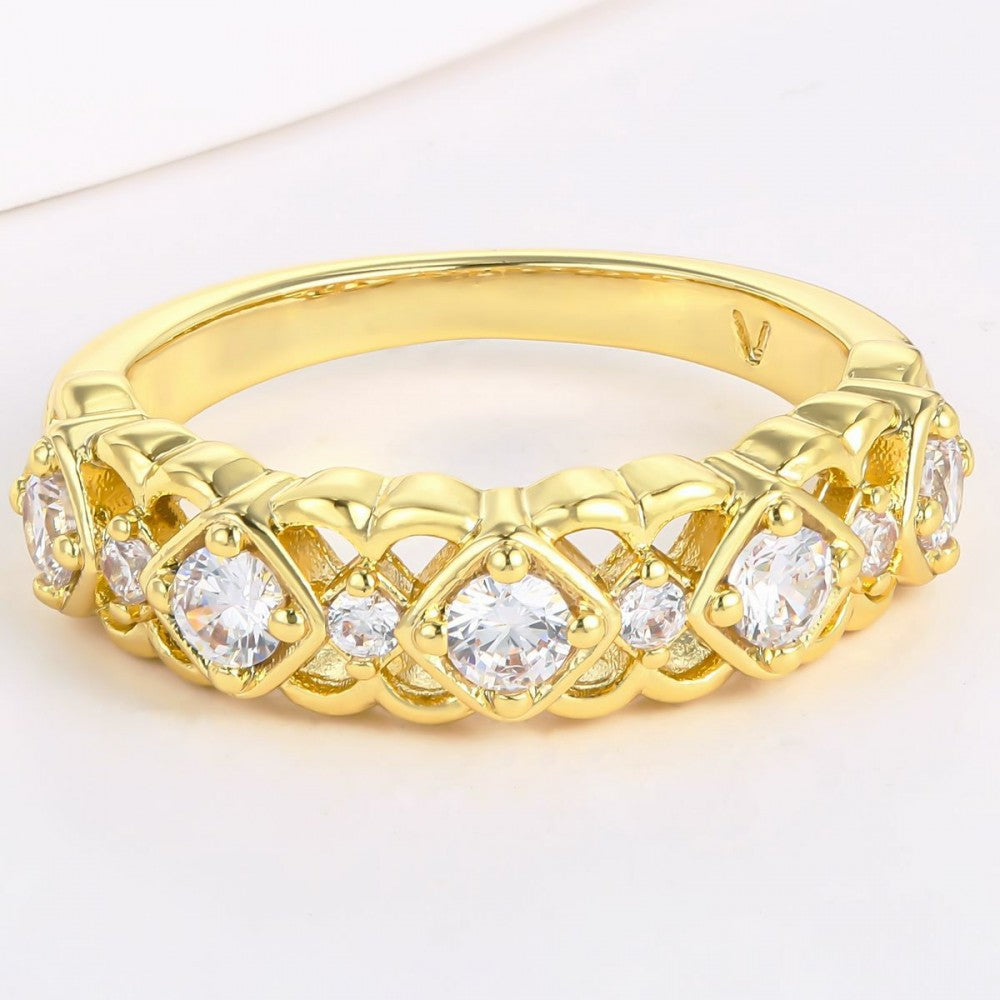Ring aus goldplattierterr Legierung mit weißem Emporia® Kristall 1 