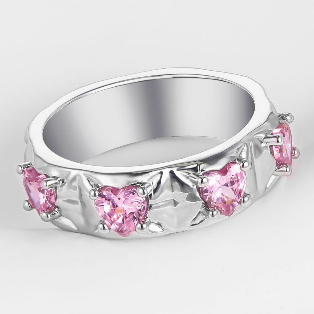 Ring aus goldplattierterr Legierung mit rosafarbenem Emporia® Kristall 1 