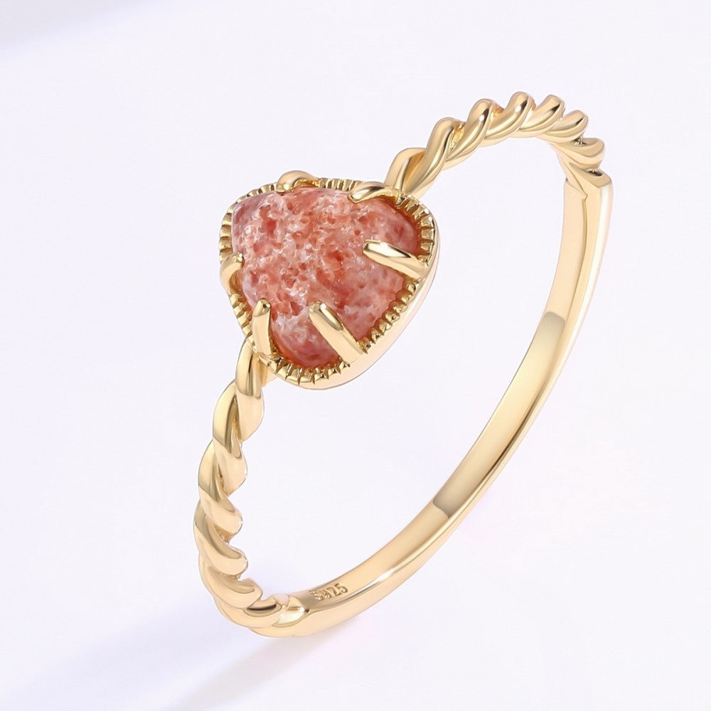 Ring aus goldplattierterr Legierung mit rosafarbenem Emporia® Kristall 1 