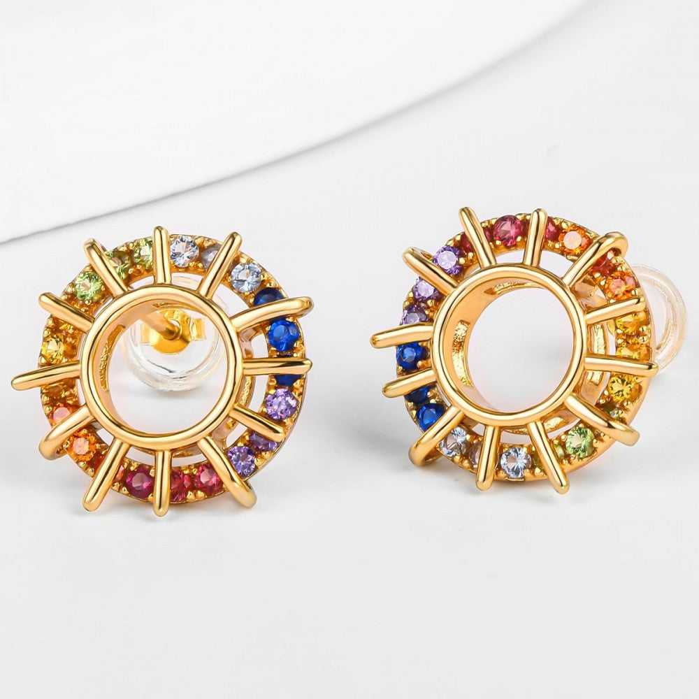 Ohrringe aus goldplattierter Legierung mit blauem Emporia®-Kristall 1 
