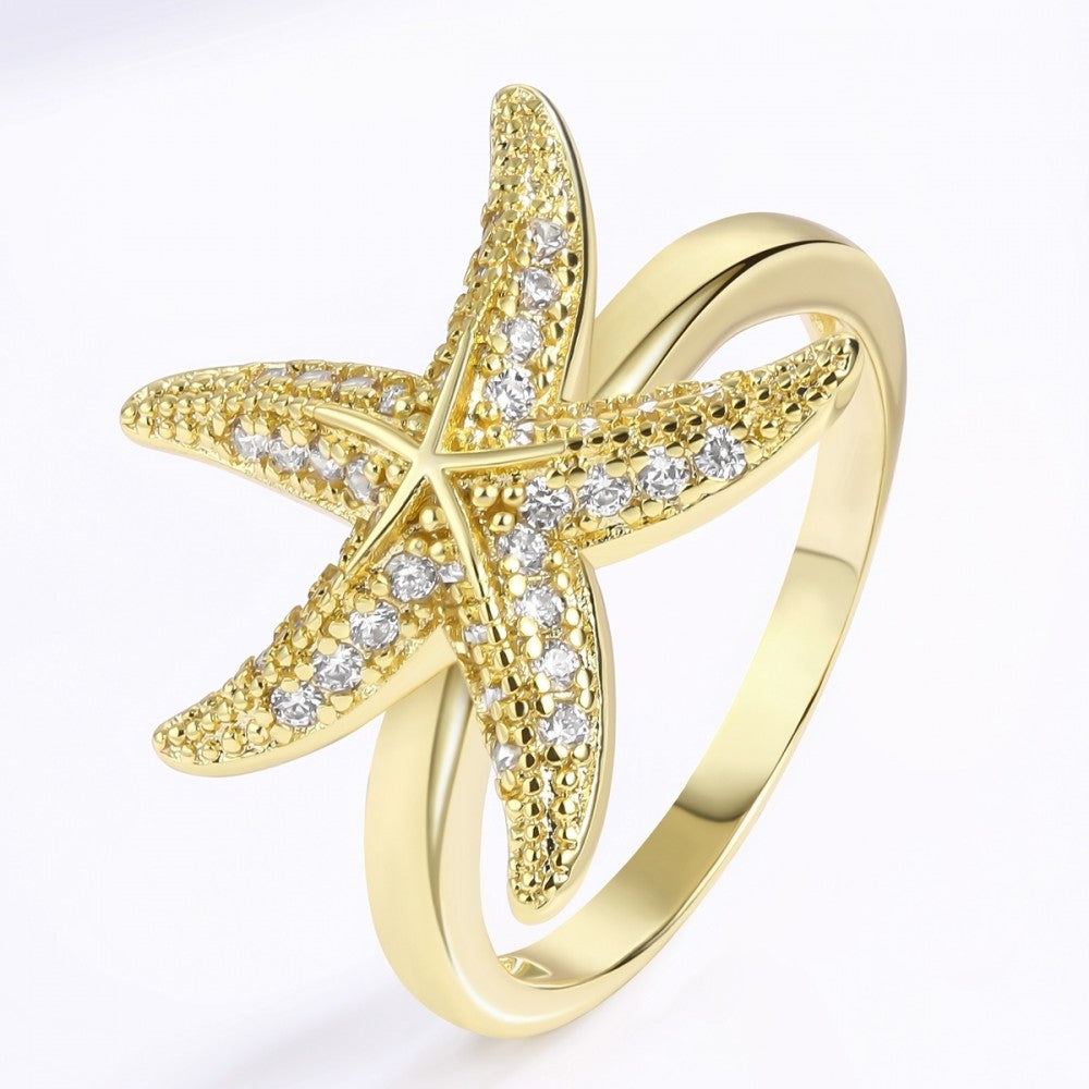 Ring aus goldplattierterr Legierung mit weißem Emporia® Kristall 1 