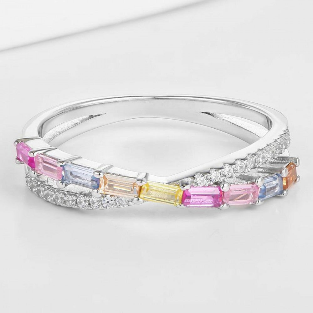 Ring aus goldplattierterr Legierung mit rosafarbenem Emporia® Kristall 1 