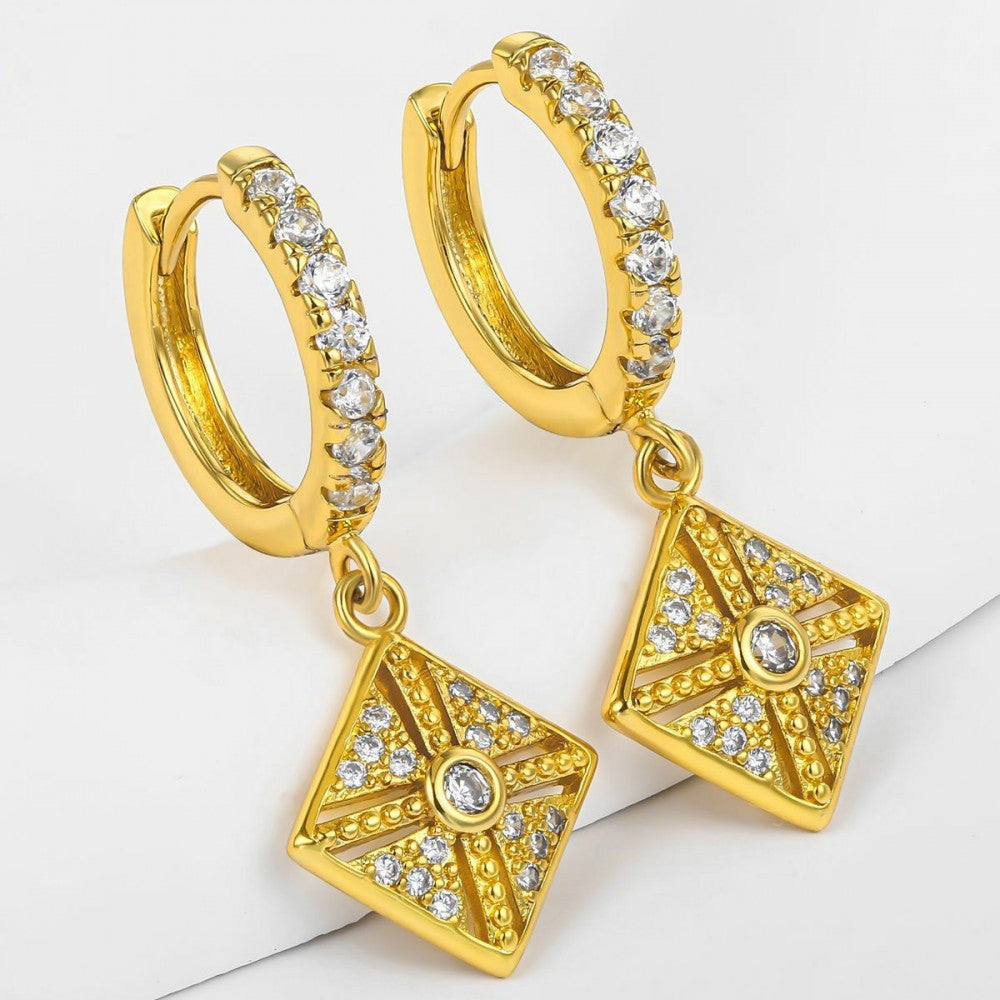 Ohrringe aus goldplattierter Legierung mit weißem Emporia® Kristall 1 