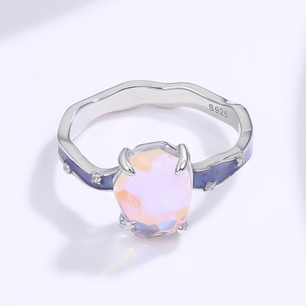 Ring aus goldplattierterr Legierung mit rosafarbenem Emporia® Kristall 1 
