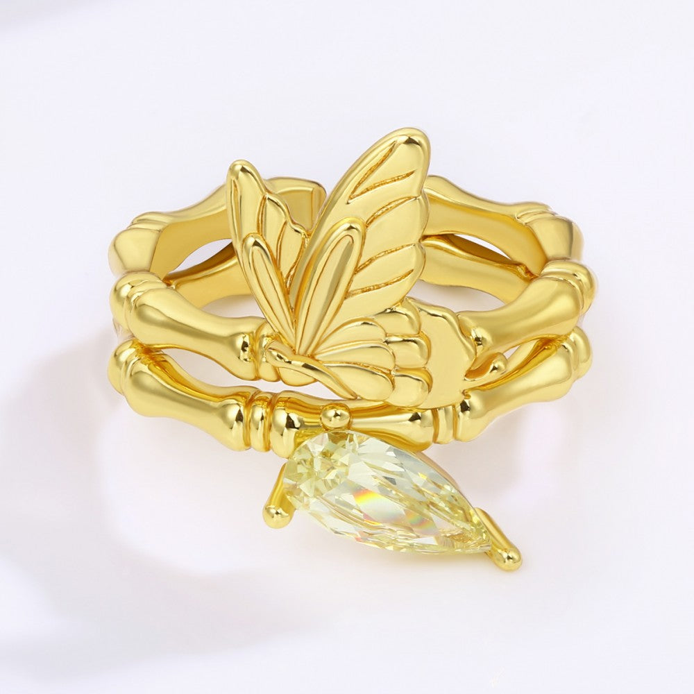 Ring aus goldplattierterr Legierung mit weißem Emporia® Kristall 1 