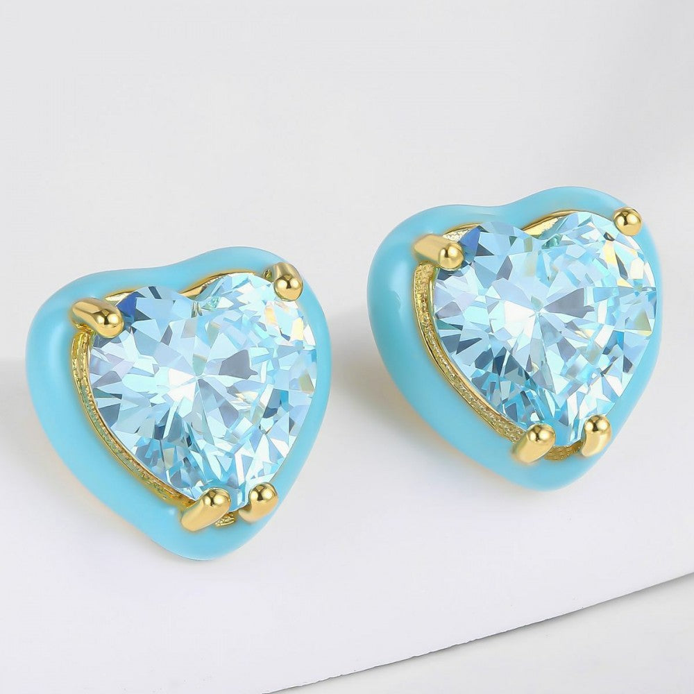 Ohrringe aus goldplattierter Legierung mit blauem Emporia®-Kristall 1 