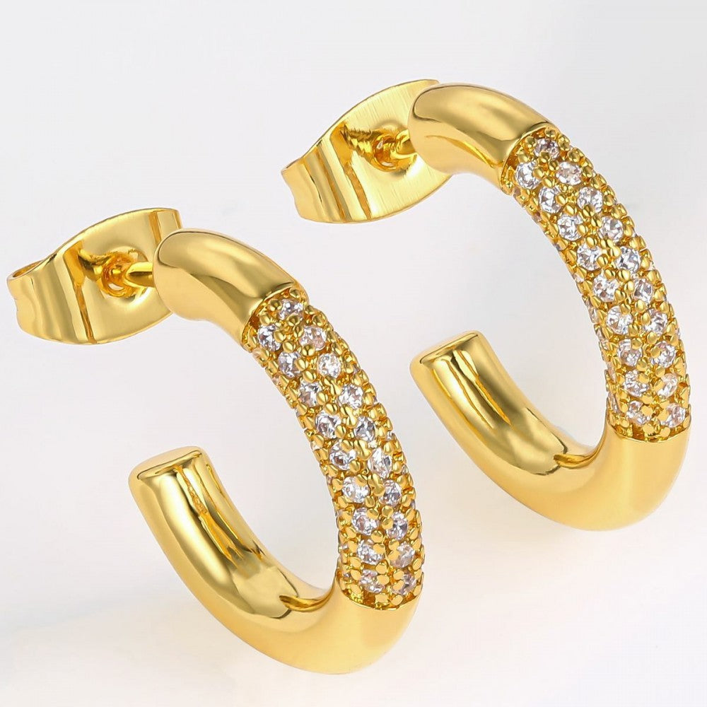 Ohrringe aus goldplattierter Legierung mit weißem Emporia® Kristall 1 