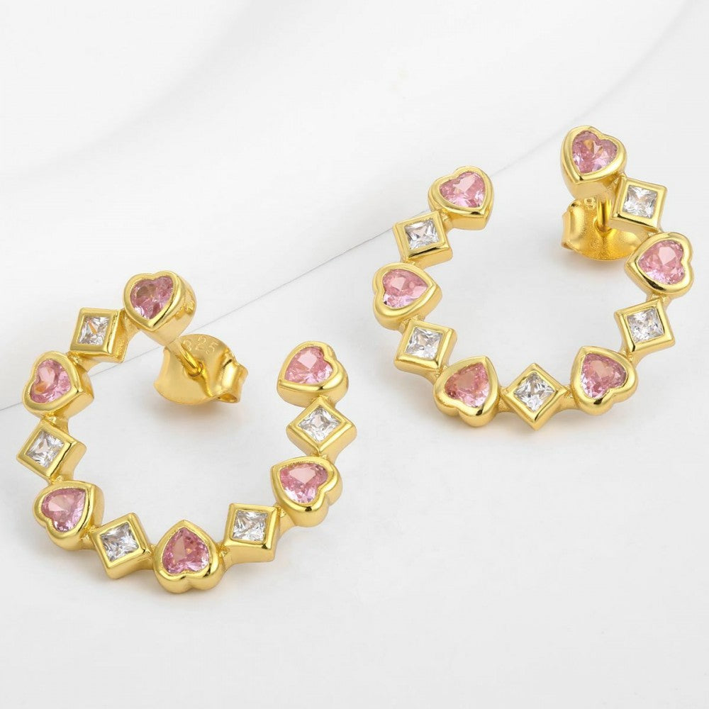 Ohrringe aus goldplattierter Legierung mit rosafarbenem Emporia® Kristall 1 