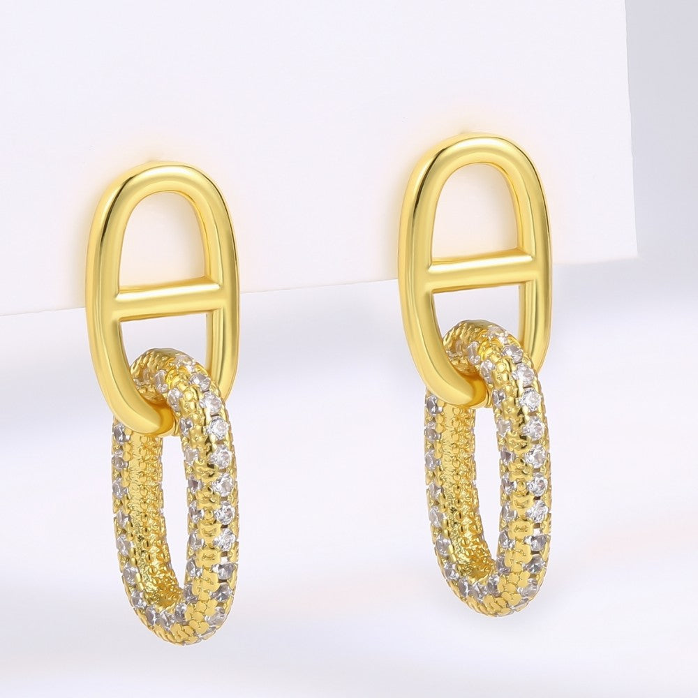 Ohrringe aus goldplattierter Legierung mit weißem Emporia® Kristall 1 