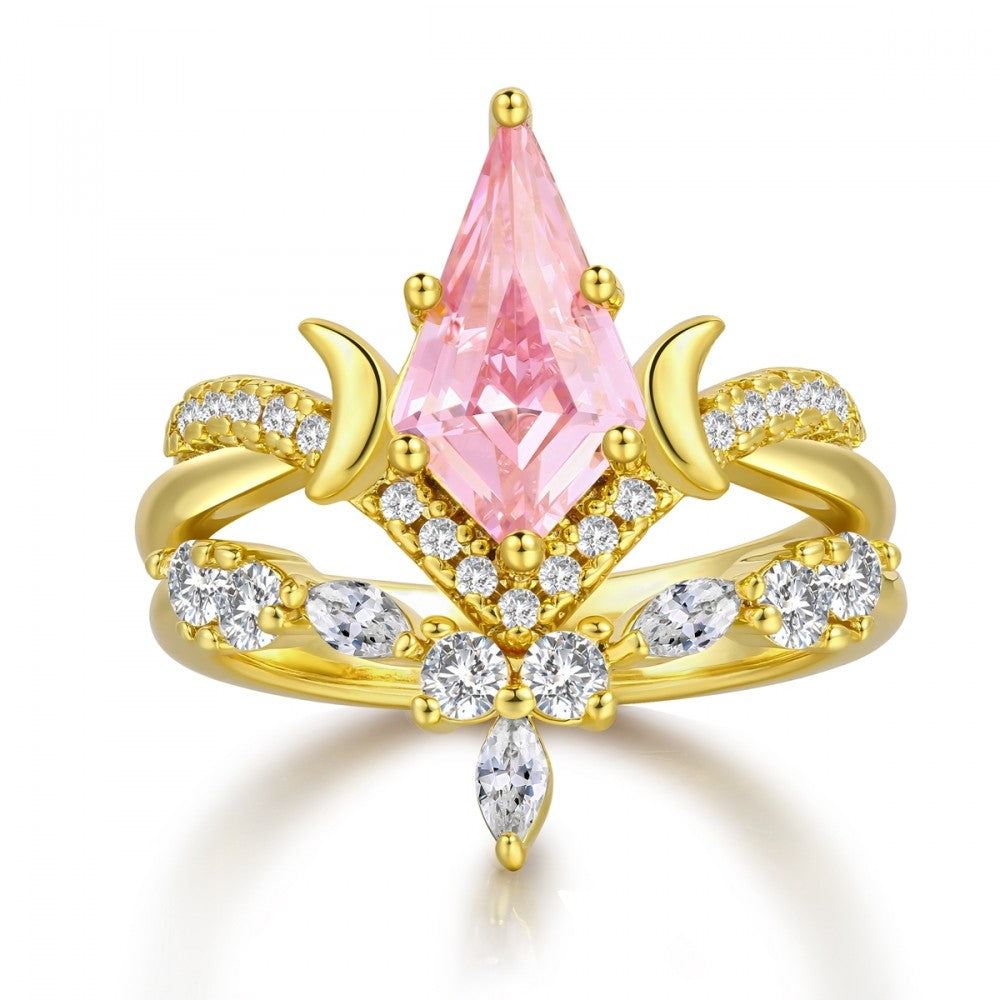 Ring aus goldplattierterr Legierung mit rosafarbenem Emporia® Kristall 1 