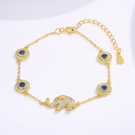 Armband aus goldplattiertesr Legierung mit blauem Emporia®-Kristall