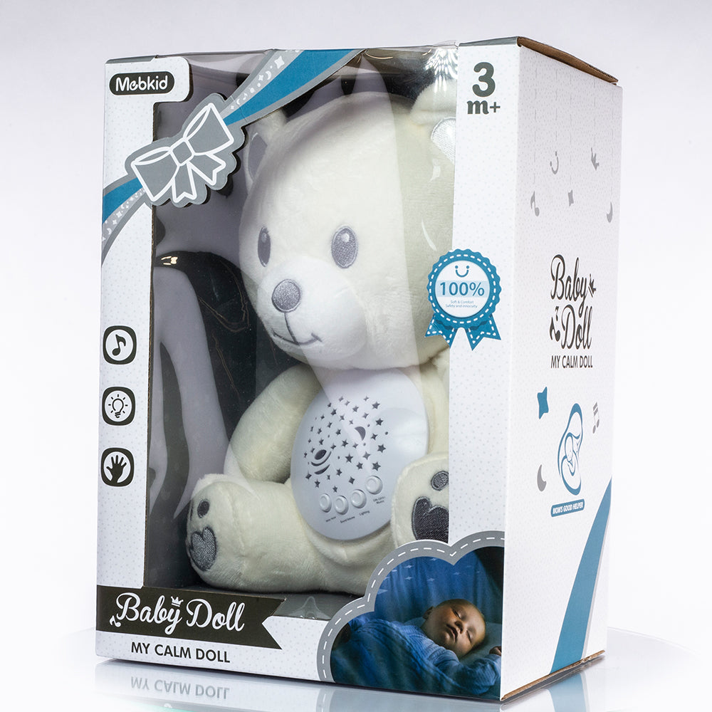 Bärenförmige Plüsch-Einschlafhilfe mit Musik mit weißem Rauschen und Nachtlicht 3 