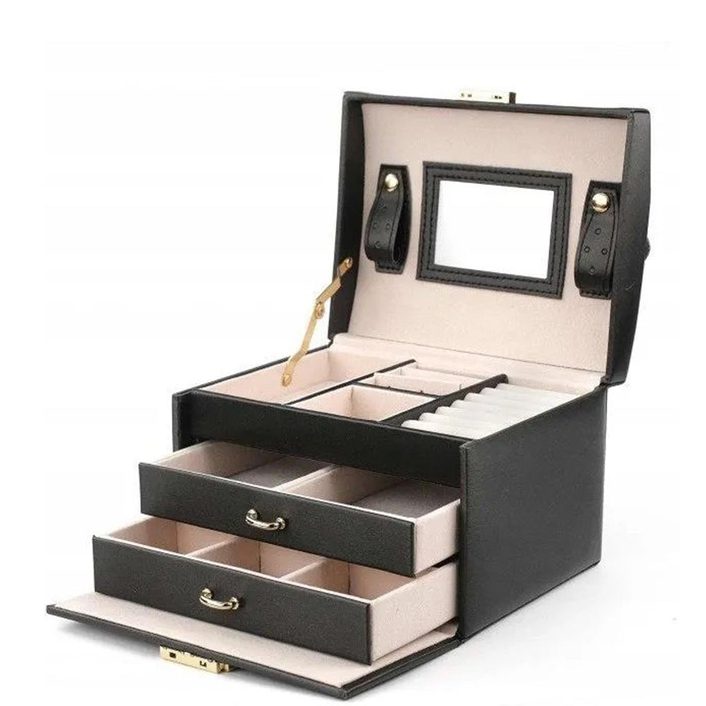 Großer Stenberg Schmuckkasten und Organizer mit Spiegel, schwarz 3 