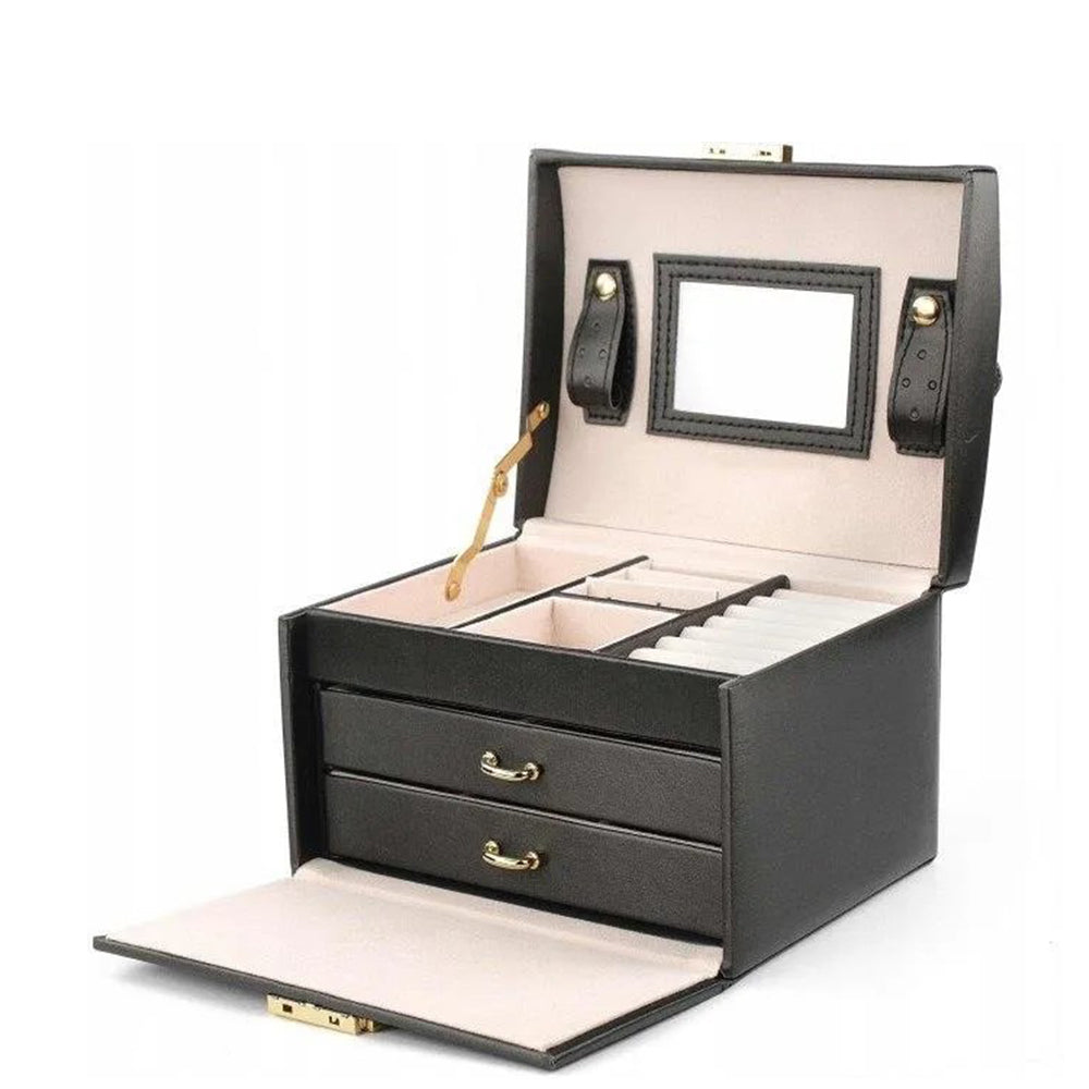 Großer Stenberg Schmuckkasten und Organizer mit Spiegel, schwarz 4 