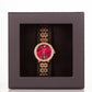 Luxury alloy watch with stones, japanese miyota movement, RED colour dial, with gift box, 18 cm