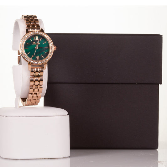 Luxury alloy watch with stones, japanese miyota movement, GREEN colour dial, with gift box, 17 cm