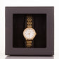 Luxury alloy watch with stones, japanese miyota movement, WHITE colour dial + GOLD PLATED, with gift box, 18 cm