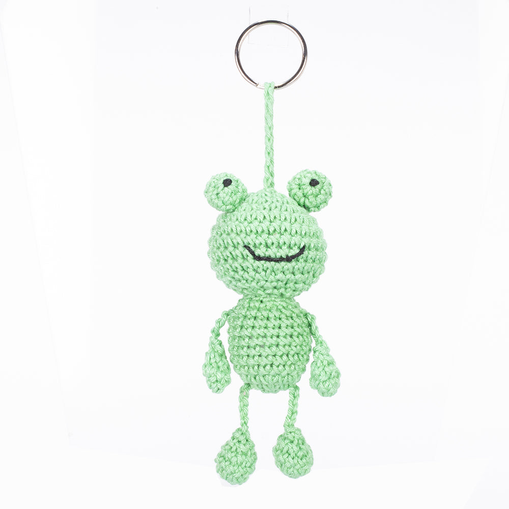 Crochet Keychain FROG, light green 1 