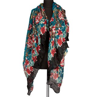 Modischer Schal, 100% Viskose, 180 cm x 100 cm, Floral 1 