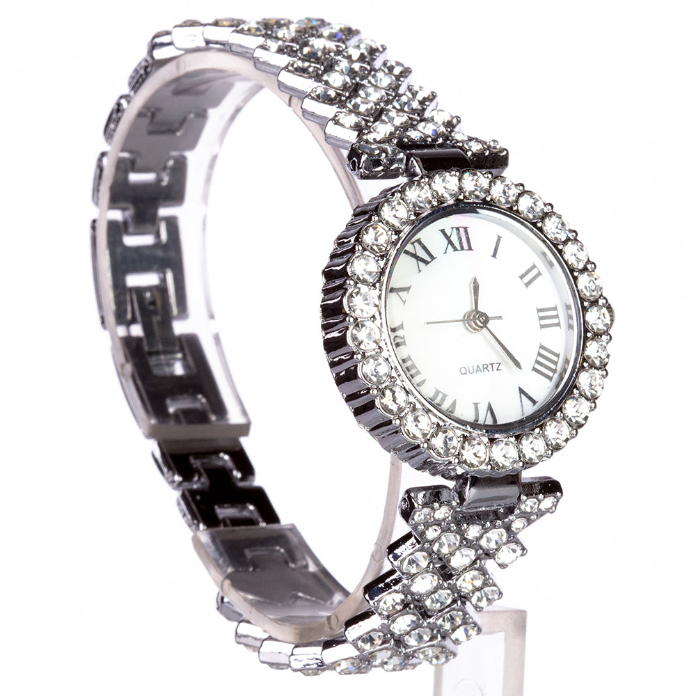 Uhr aus goldplattierter Legierung mit weißem Emporia® Kristall 4 