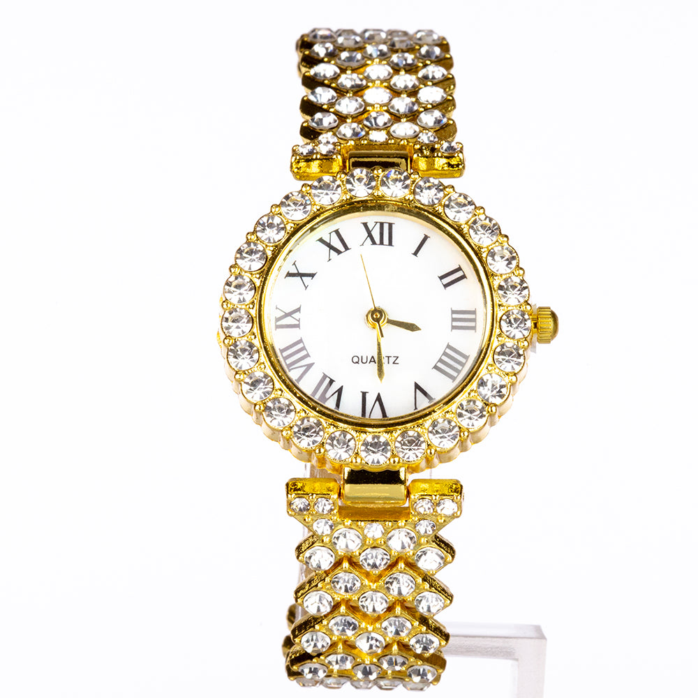 Uhr aus goldplattierter Legierung mit weißem Emporia® Kristall