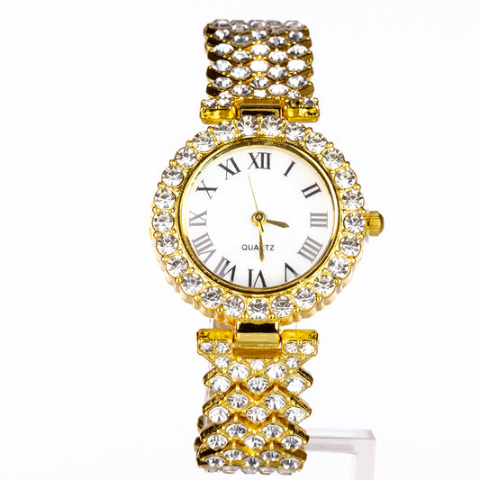 Uhr aus goldplattierter Legierung mit weißem Emporia® Kristall