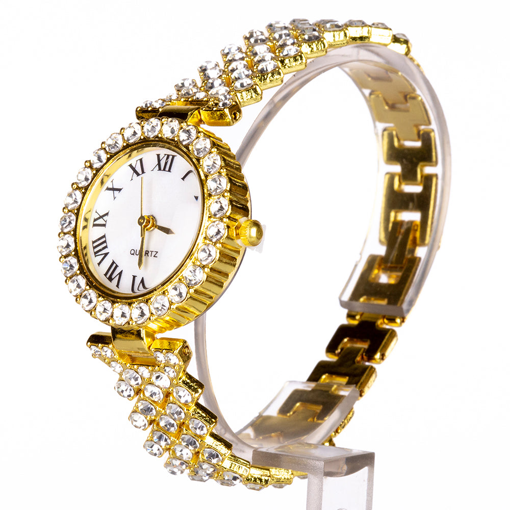 Uhr aus goldplattierter Legierung mit weißem Emporia® Kristall