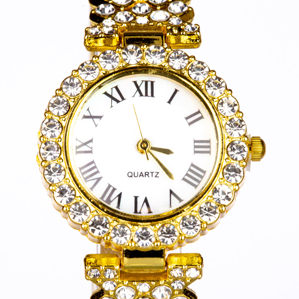 Uhr aus goldplattierter Legierung mit weißem Emporia® Kristall