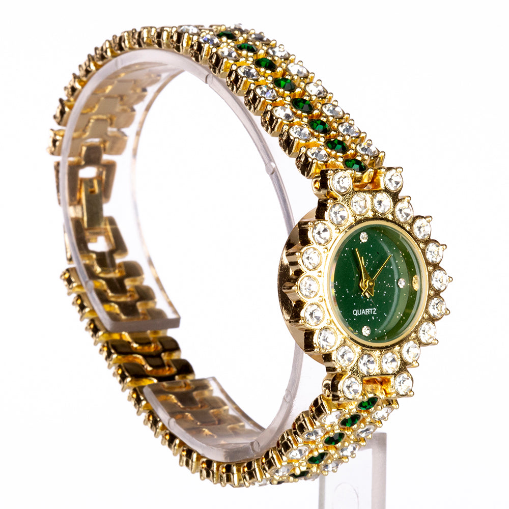 Uhr aus goldplattierter Legierung mit blauem Emporia®-Kristall