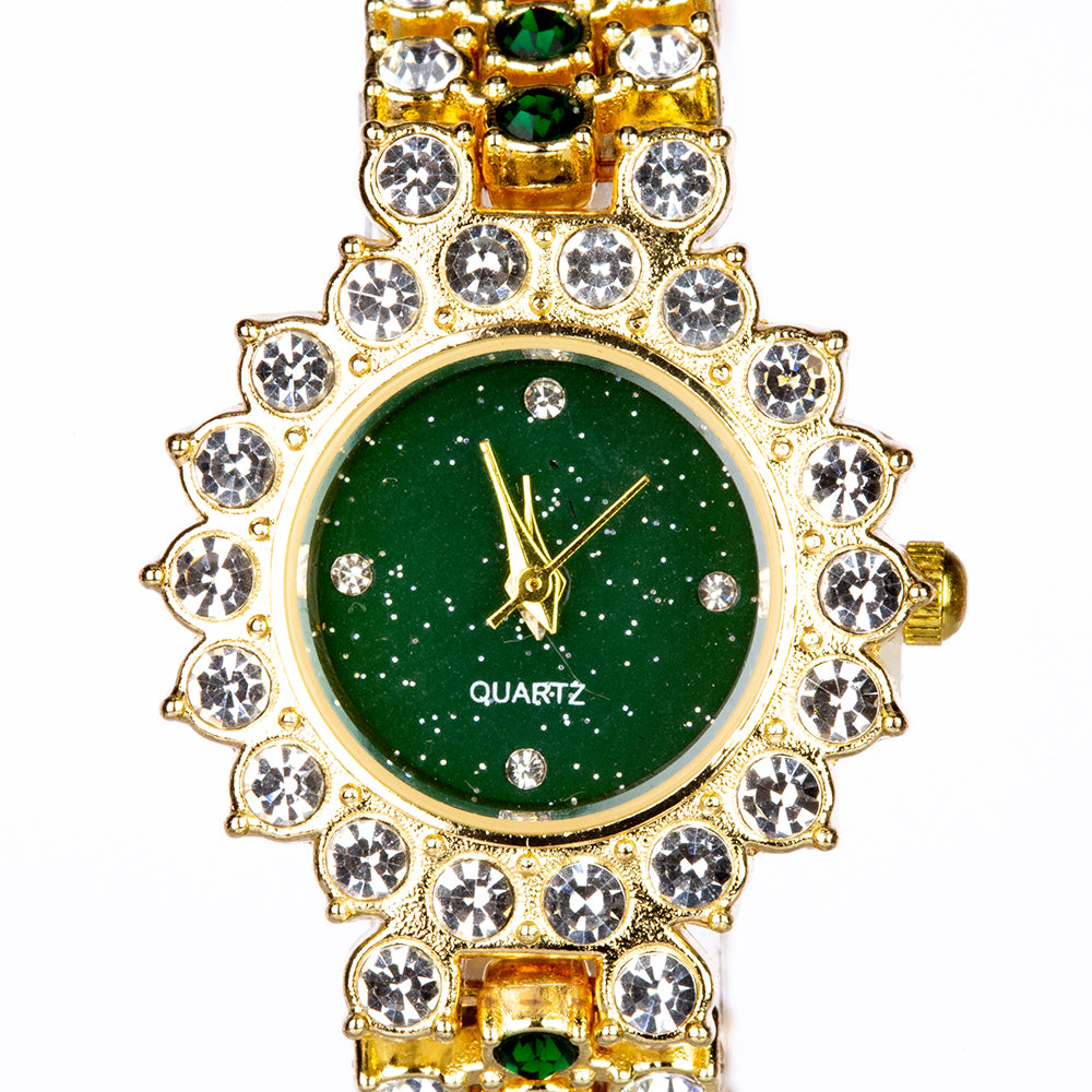 Uhr aus goldplattierter Legierung mit blauem Emporia®-Kristall
