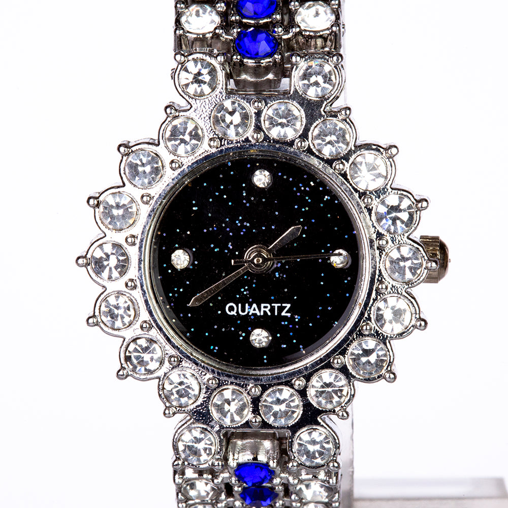 Uhr aus goldplattierter Legierung mit blauem Emporia®-Kristall 5 