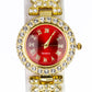 Uhr aus goldplattierter Legierung mit rotem Emporia®-Kristall und weißem Emporia® Kristall