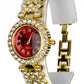 Uhr aus goldplattierter Legierung mit rotem Emporia®-Kristall und weißem Emporia® Kristall