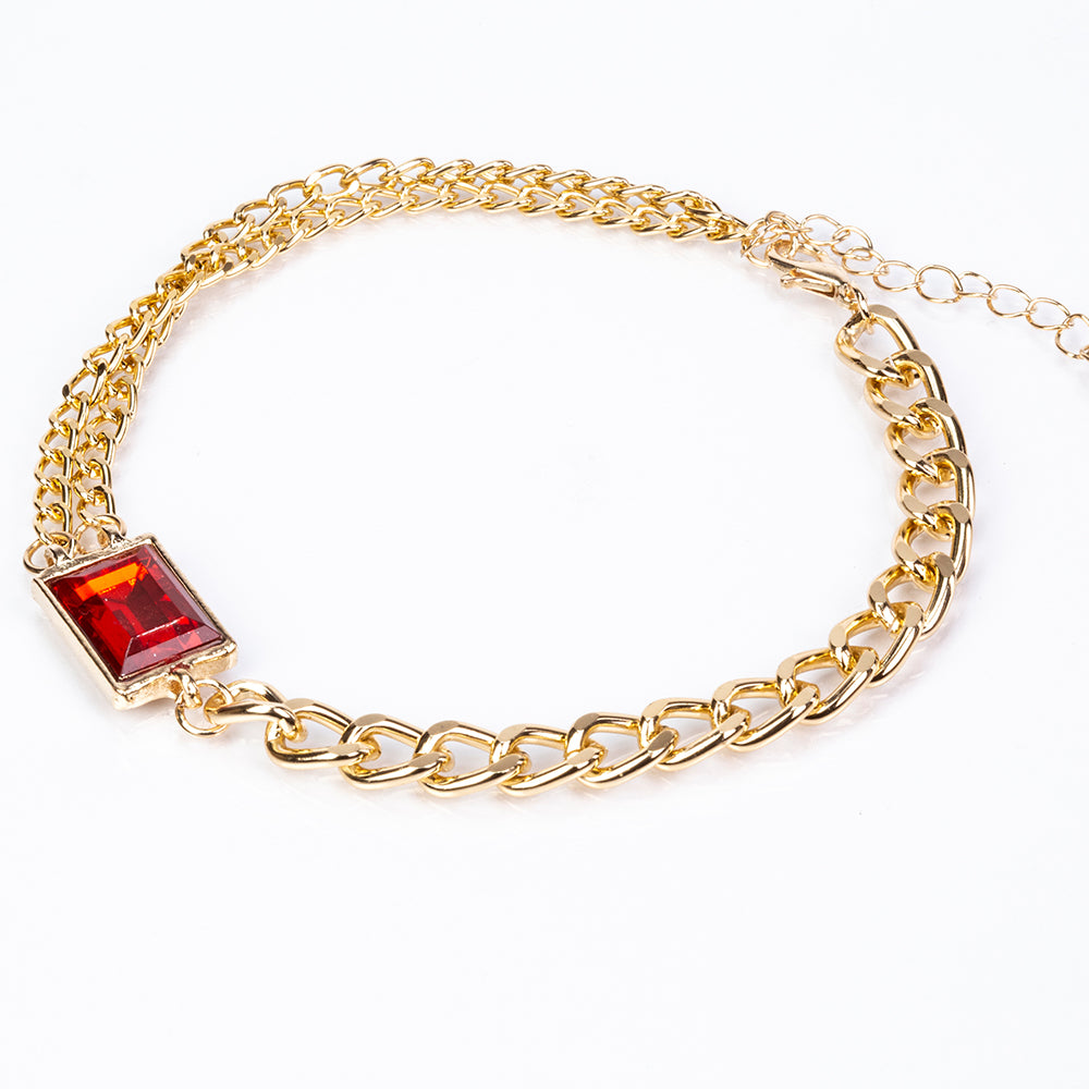 Uhr aus goldplattierter Legierung mit rotem Emporia®-Kristall und weißem Emporia® Kristall 9 