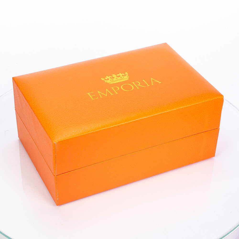 Uhr aus goldplattierter Legierung mit blauem Emporia®-Kristall und weißem Emporia® Kristall