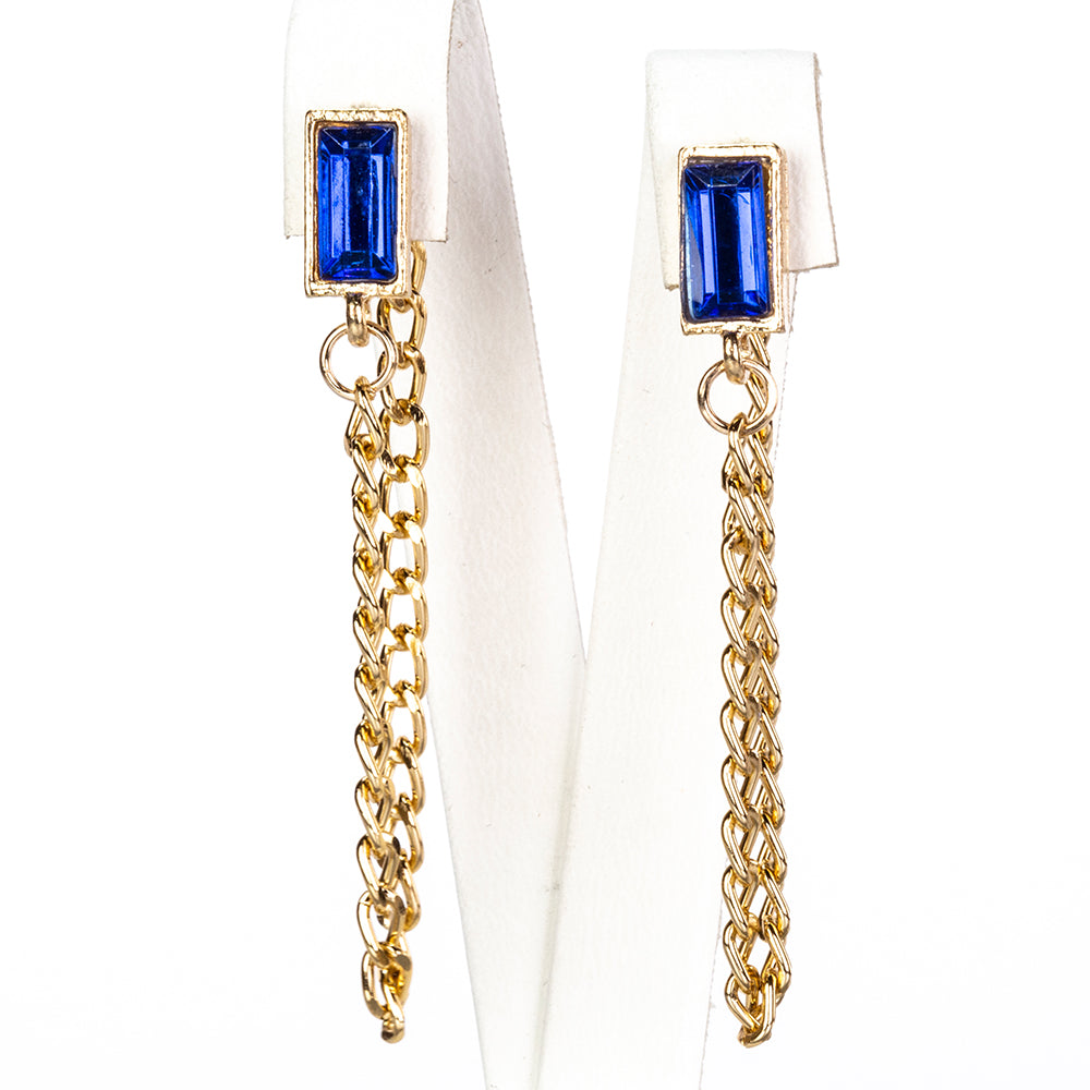 Uhr aus goldplattierter Legierung mit blauem Emporia®-Kristall und weißem Emporia® Kristall