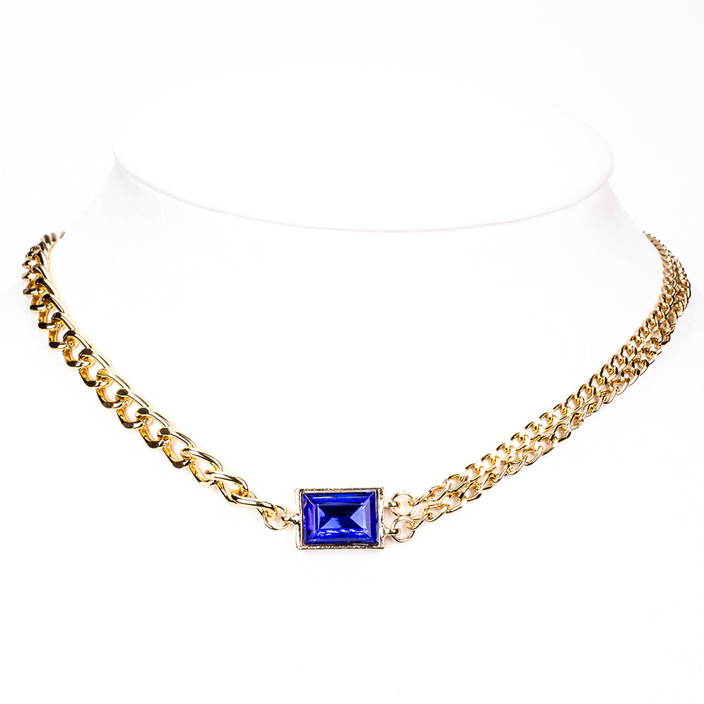 Uhr aus goldplattierter Legierung mit blauem Emporia®-Kristall und weißem Emporia® Kristall 10 