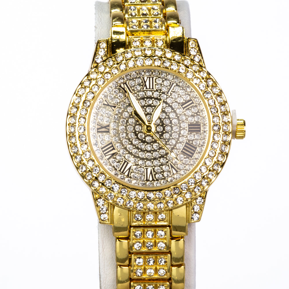 Uhr aus goldplattierter Legierung mit weißem Emporia® Kristall