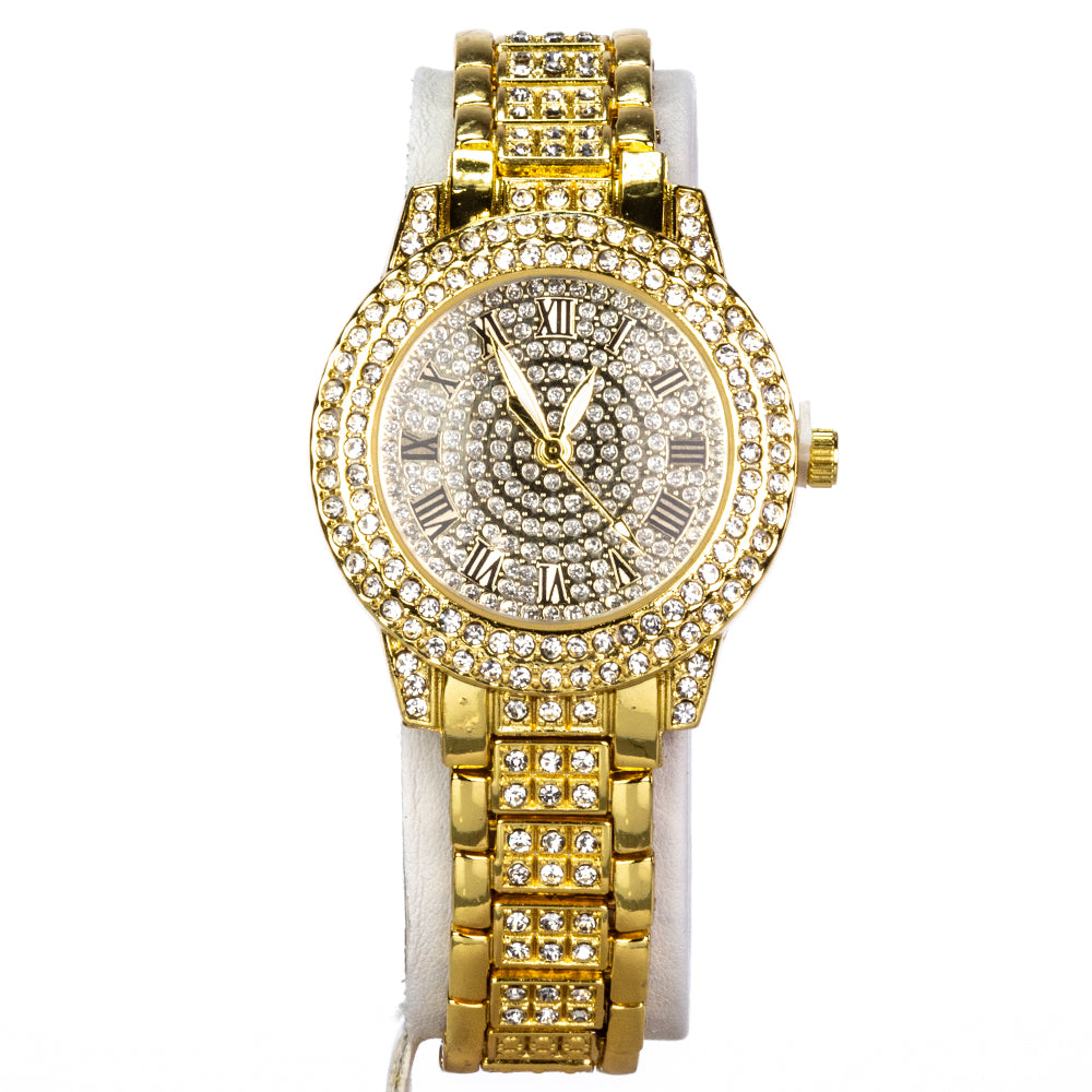 Uhr aus goldplattierter Legierung mit weißem Emporia® Kristall