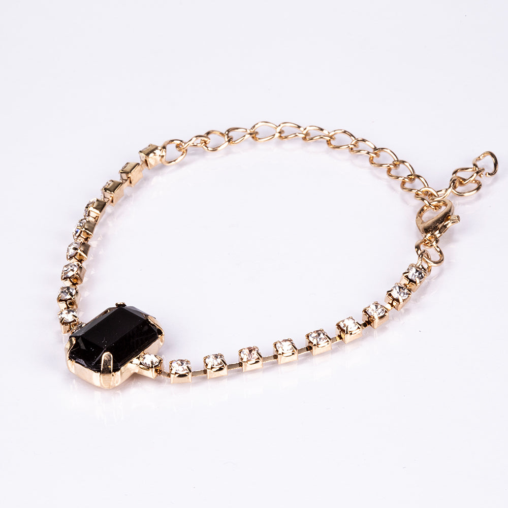 5-teiliges, goldfarbenes Emporia Schmuckset in Premium-Qualität, in einer exklusiven Geschenkbox in Lederoptik (mit Uhr, Armband, Halskette, Ohrringen und Ring, mit schwarzen und weißen Emporia-Kristallen) 3 