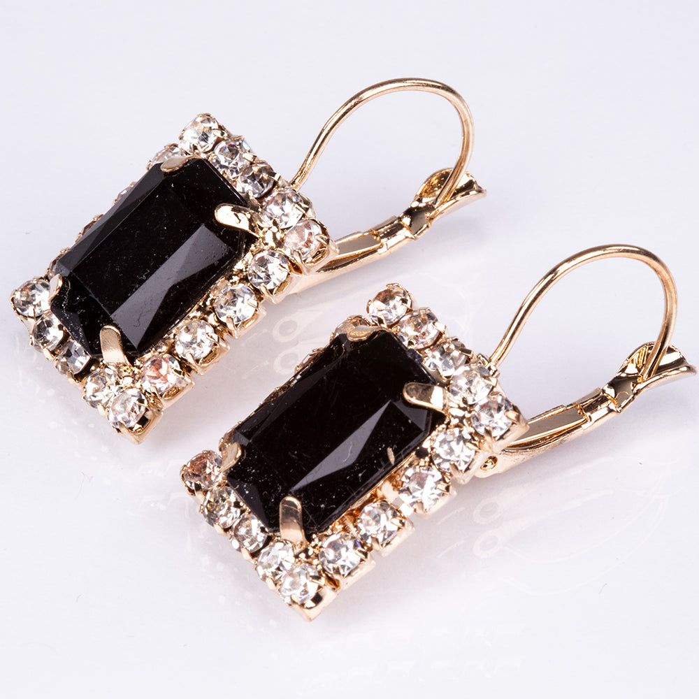 5-teiliges, goldfarbenes Emporia Schmuckset in Premium-Qualität, in einer exklusiven Geschenkbox in Lederoptik (mit Uhr, Armband, Halskette, Ohrringen und Ring, mit schwarzen und weißen Emporia-Kristallen) 6 