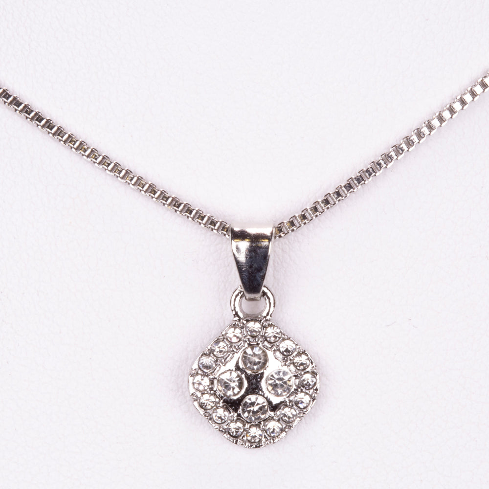 5-teiliges, silberfarbenes Emporia Schmuckset in Premium-Qualität, in einer exklusiven Geschenkbox in Lederoptik (mit Uhr, Armband, Halskette, Ohrringen und Ring, mit weißem Emporia-Kristall)