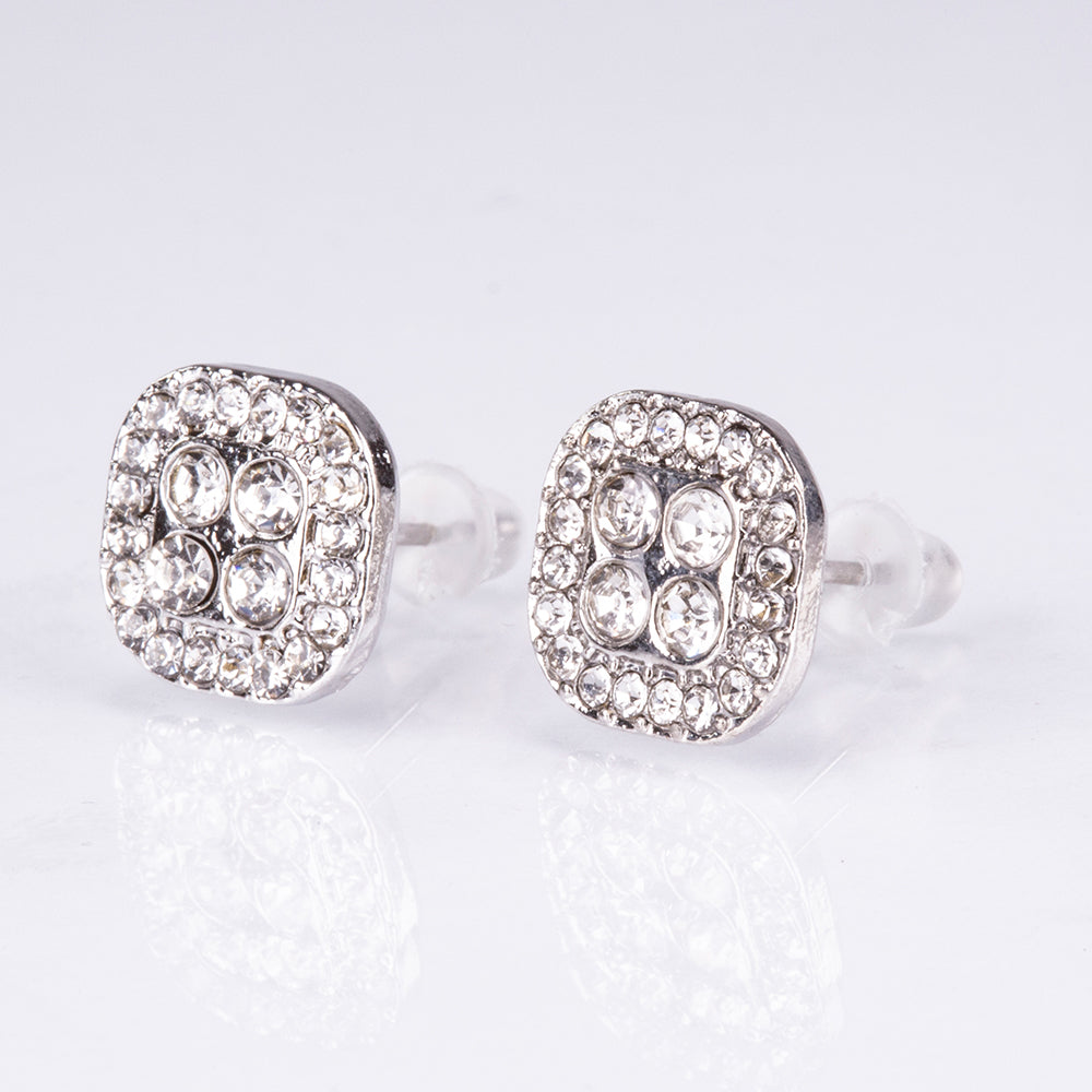 5-teiliges, silberfarbenes Emporia Schmuckset in Premium-Qualität, in einer exklusiven Geschenkbox in Lederoptik (mit Uhr, Armband, Halskette, Ohrringen und Ring, mit weißem Emporia-Kristall)