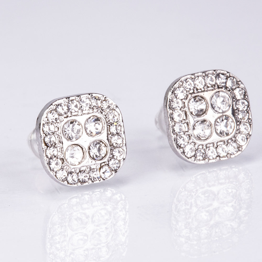 5-teiliges, silberfarbenes Emporia Schmuckset in Premium-Qualität, in einer exklusiven Geschenkbox in Lederoptik (mit Uhr, Armband, Halskette, Ohrringen und Ring, mit weißem Emporia-Kristall)